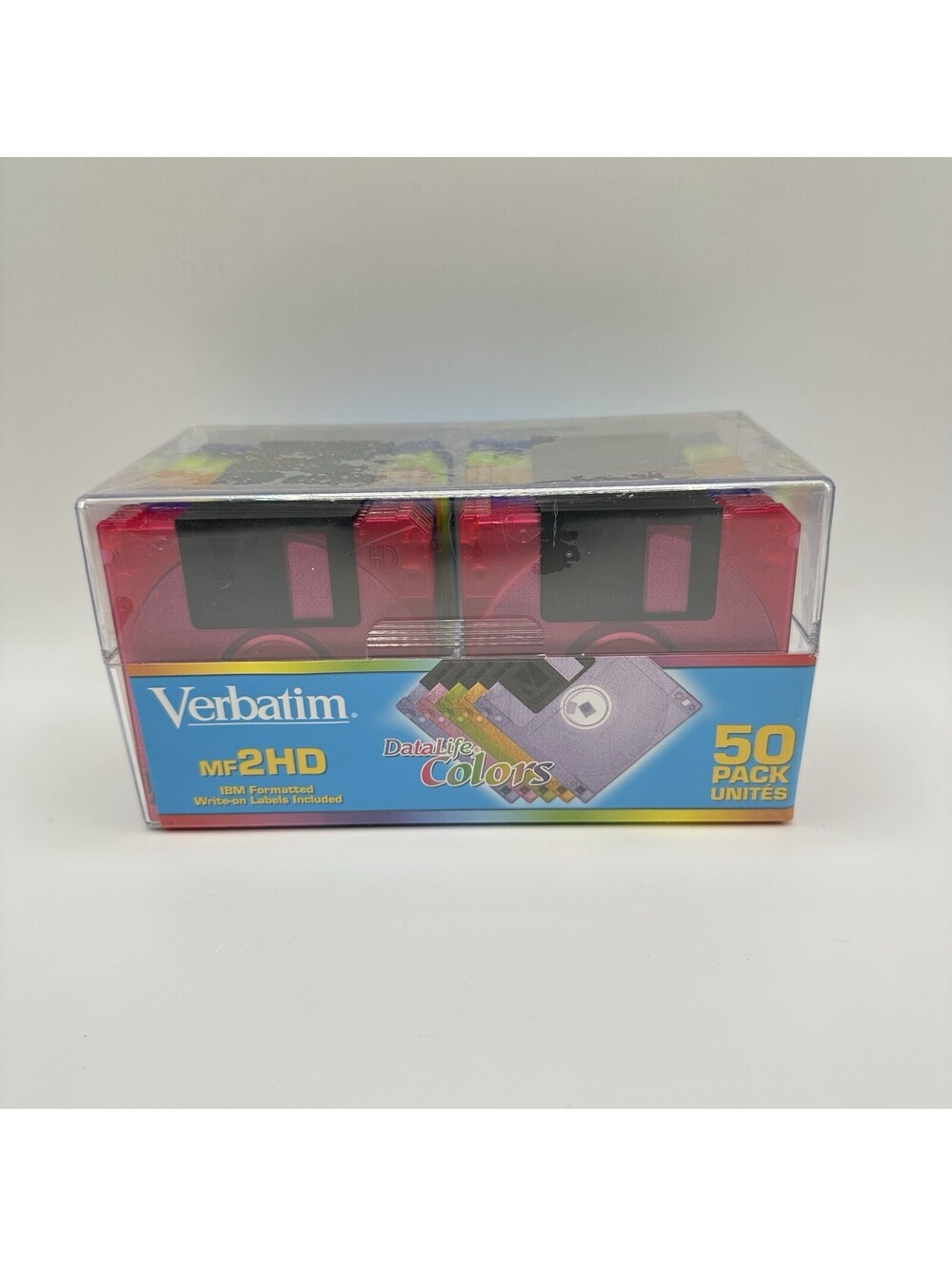 Verbatim DataLife Colors 50 Pack MF2HD 3.5" Microdisks IBM Formatted NEW SEALED